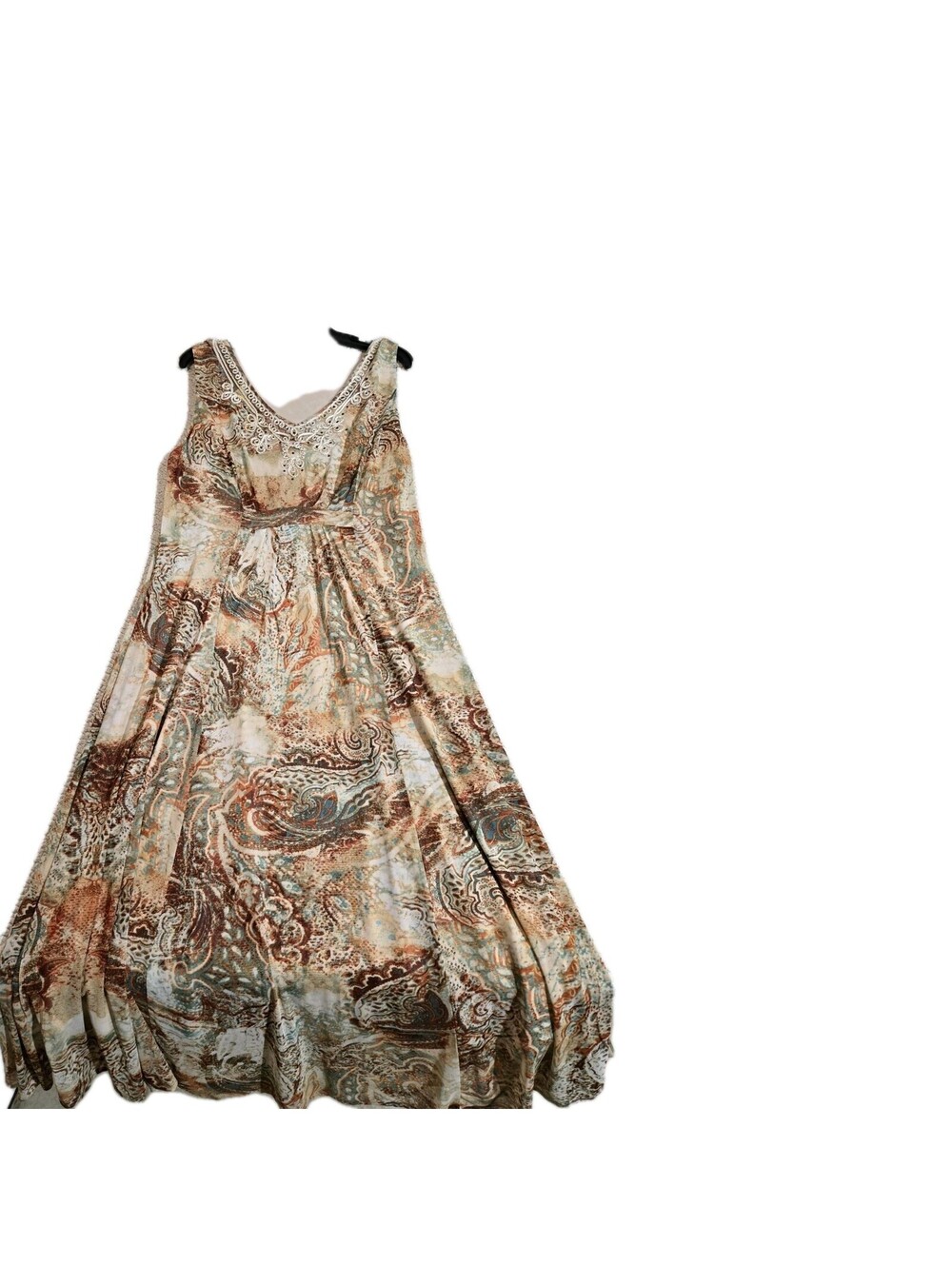 Reba Paisley Print Maxi Dress XL With Embellished Neckline Y2k Whimsy Whimsygoth